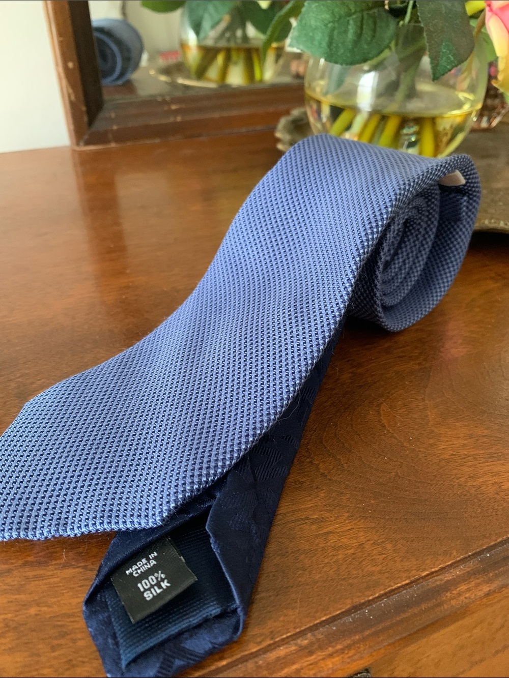 MK Classic Textured Silk Tie in Blue